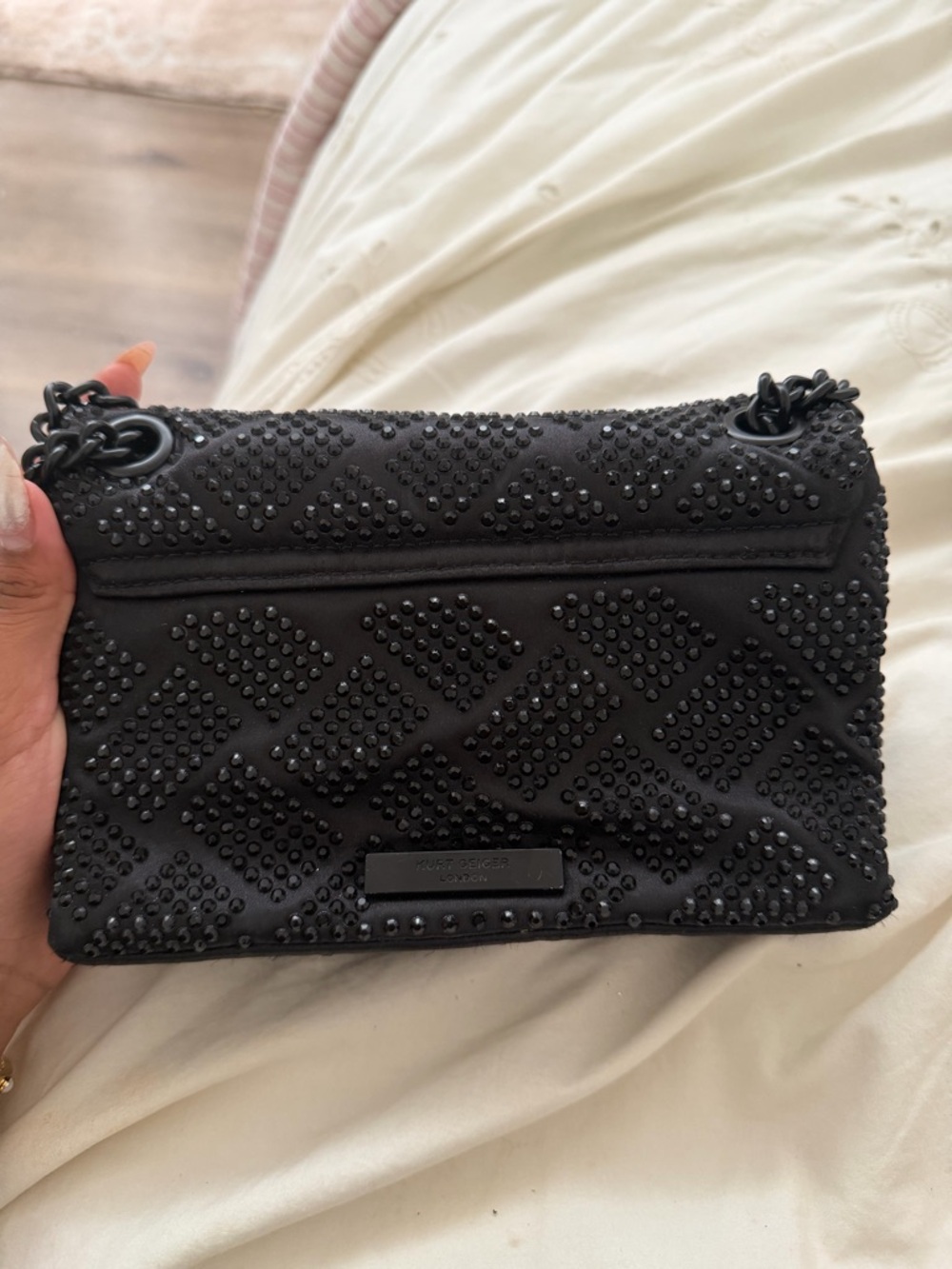 Kurt Geiger London Mini Kensington Monochromatic Rhinestone Crossbody Bag - Picture 4 of 7